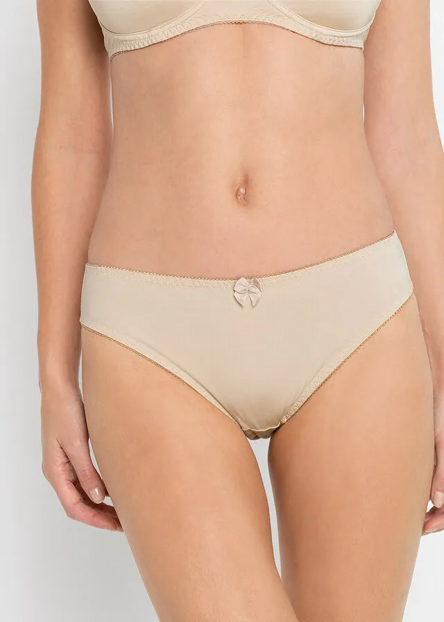 Bragas de material brillante (2 unidades) Marrón mate + beige arena